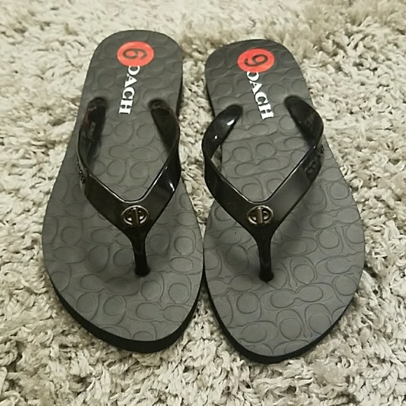 Coach Shoes - Coach Abbigail Size 6 Flip flops black NWOT